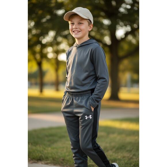 Under Armour Youth Track Pants – Gray/Black – Size 4 - Picture 2 of 7